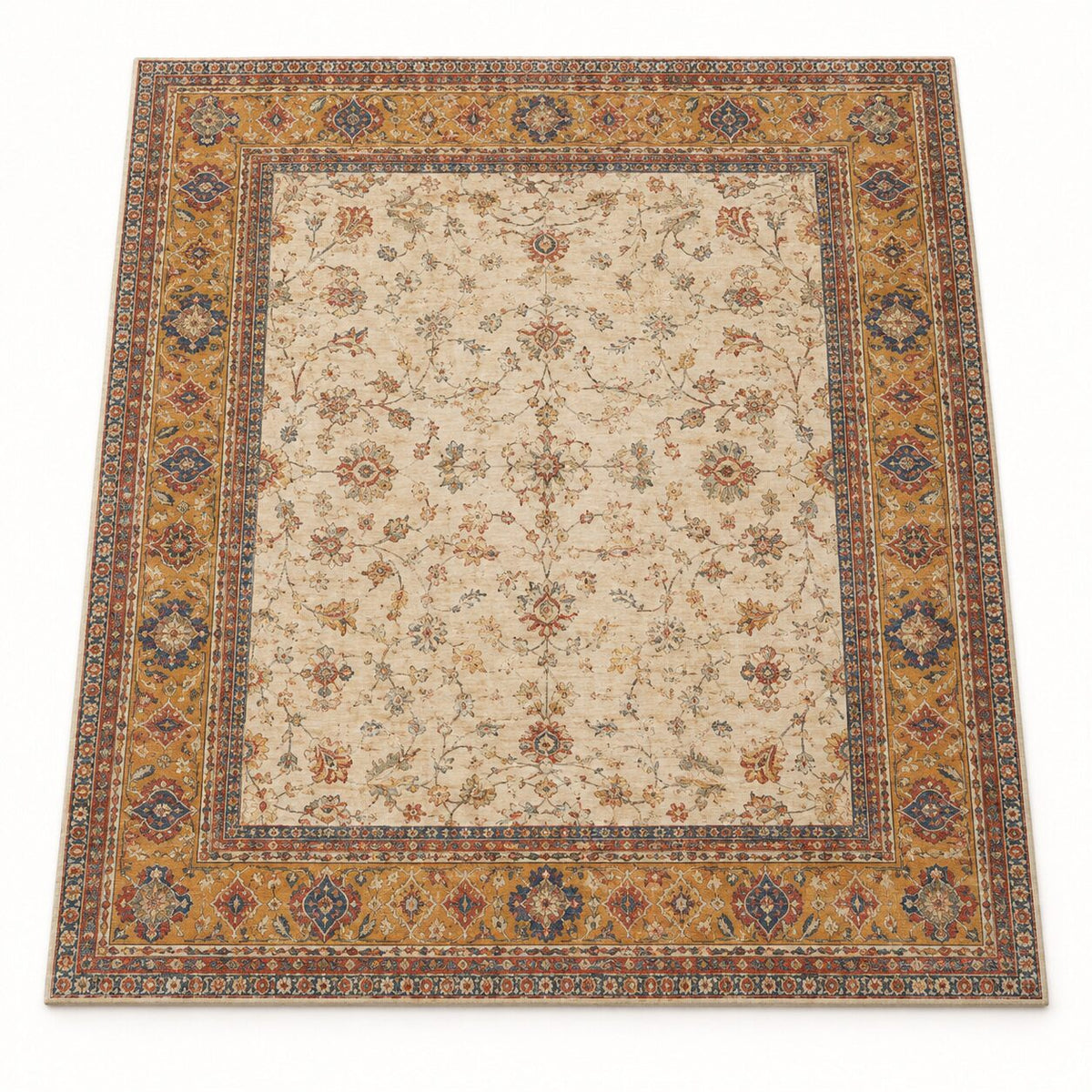 Saffron Border Chinese-Inspired Area Rug