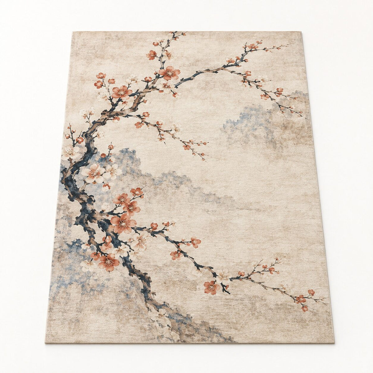 Plum Blossom Branches Chinese-Inspired Area Rug
