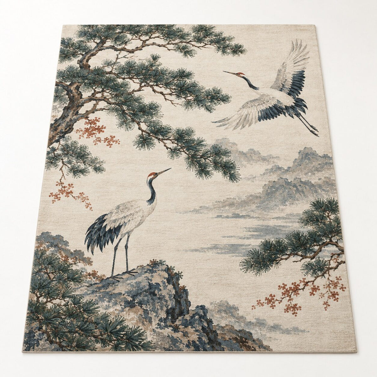 Pine and Crane Chinese-Inspired Area Rug