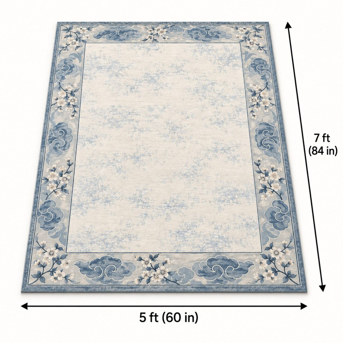 Cloud Blossom Border Chinese-Inspired Area Rug