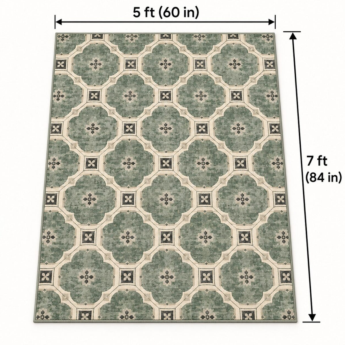 Jade Tile Grid Chinese-Inspired Area Rug