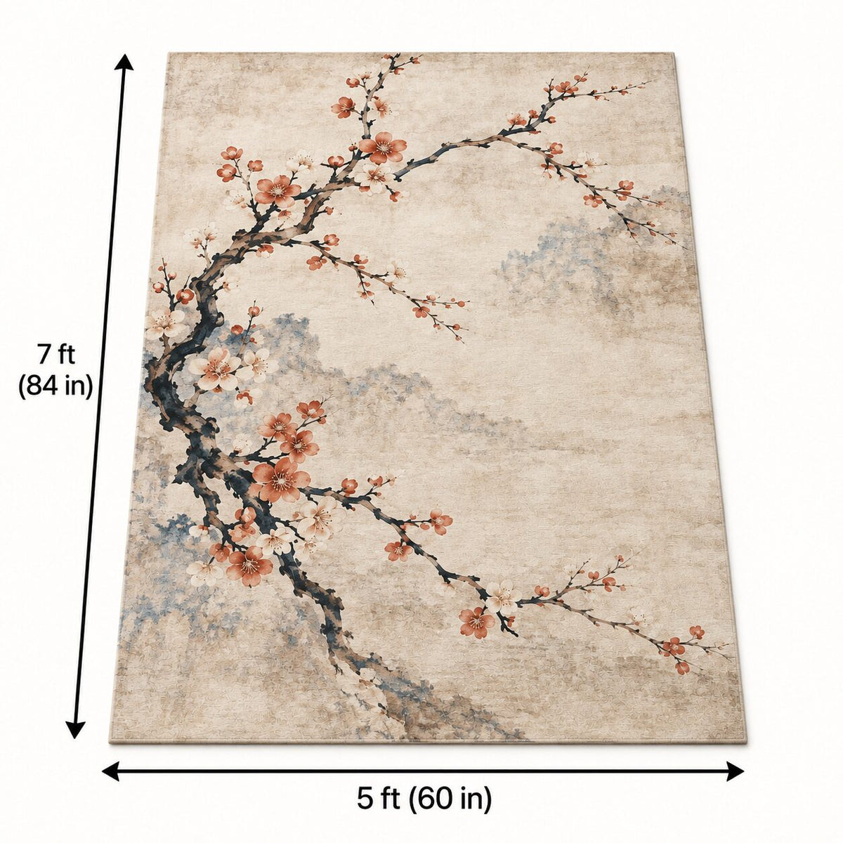 Plum Blossom Branches Chinese-Inspired Area Rug