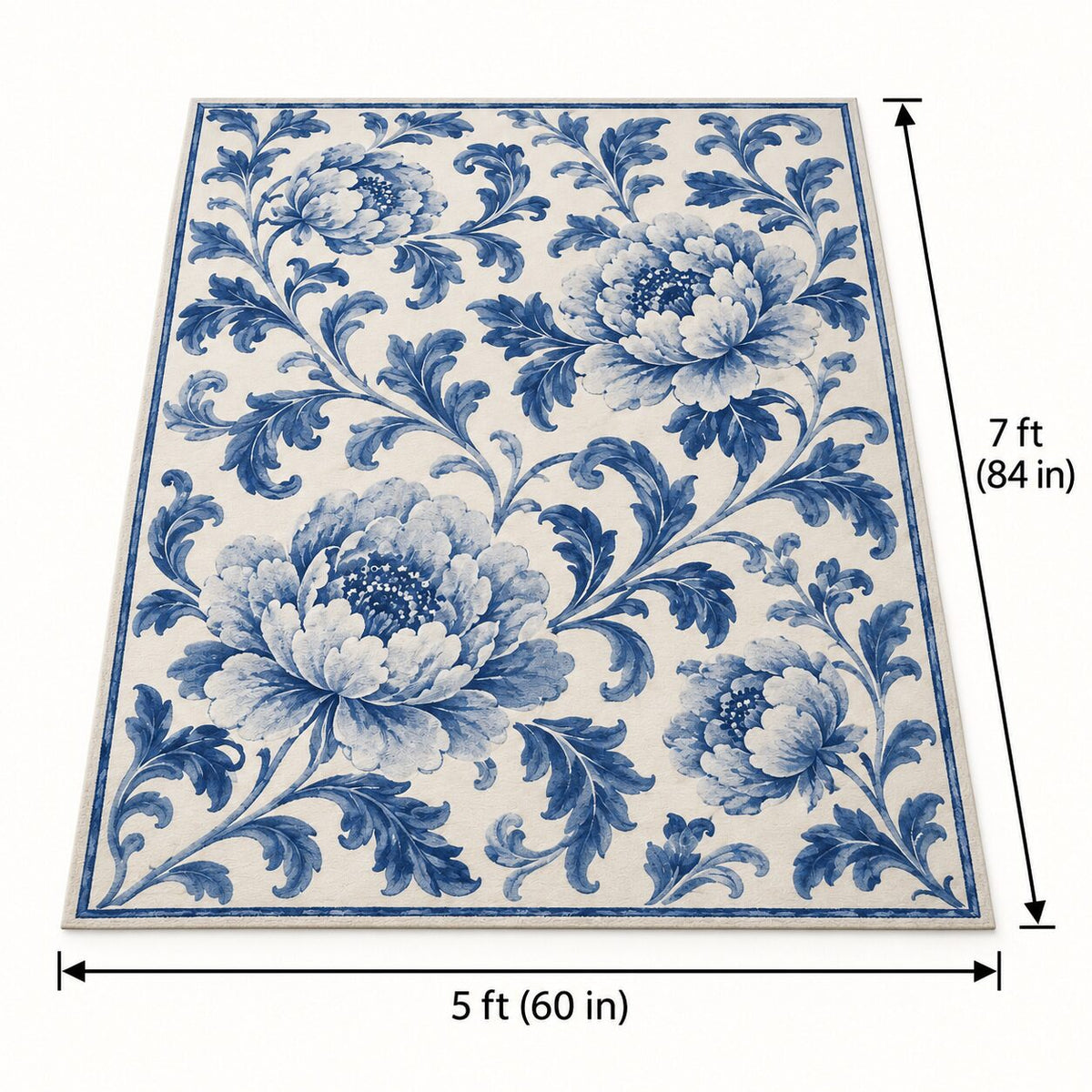 Porcelain Peony Chinese-Inspired Area Rug