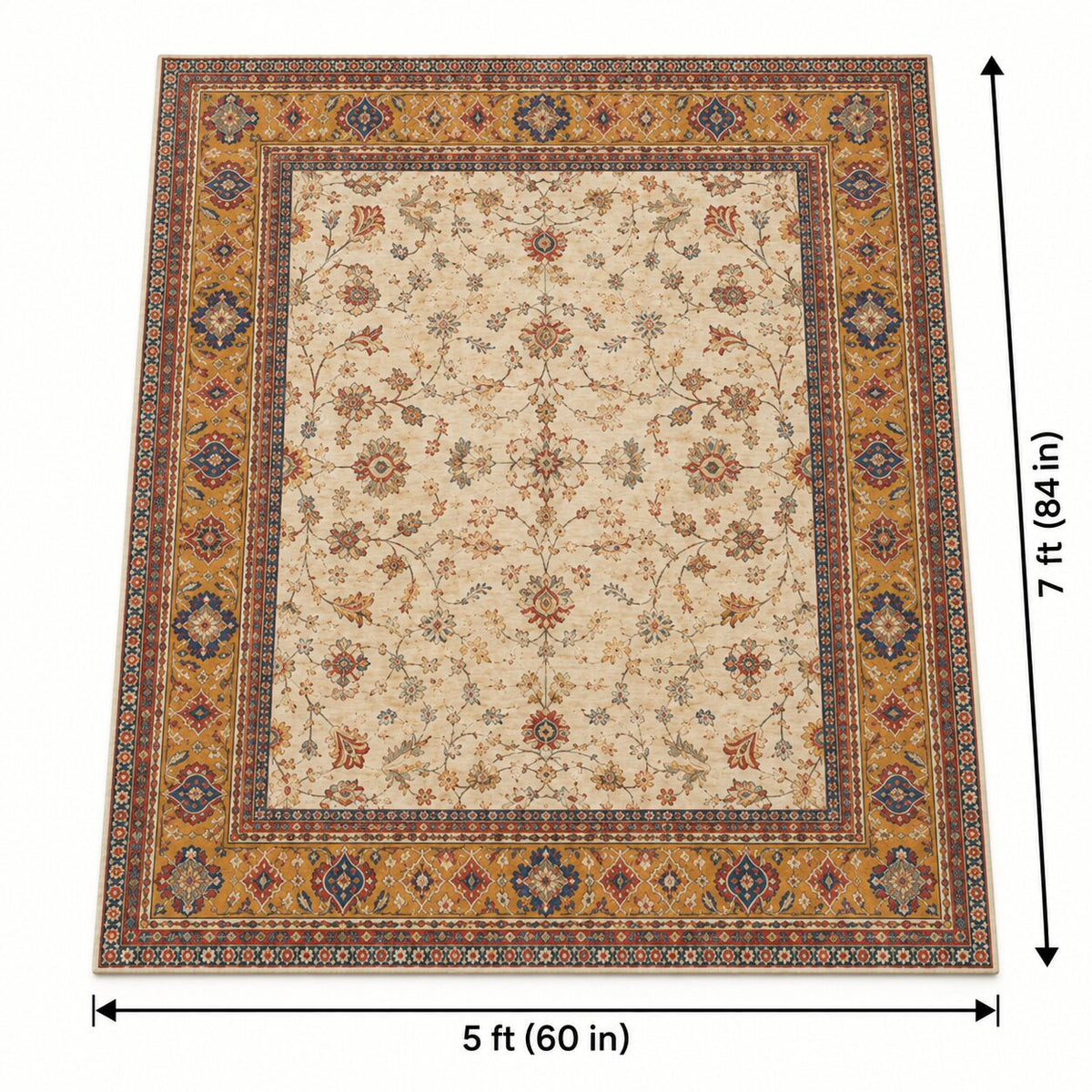 Saffron Border Chinese-Inspired Area Rug