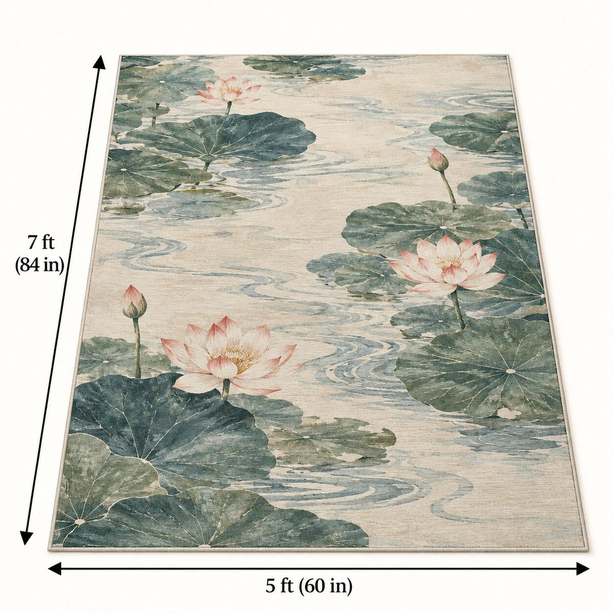 Lotus Pond Chinese-Inspired Area Rug