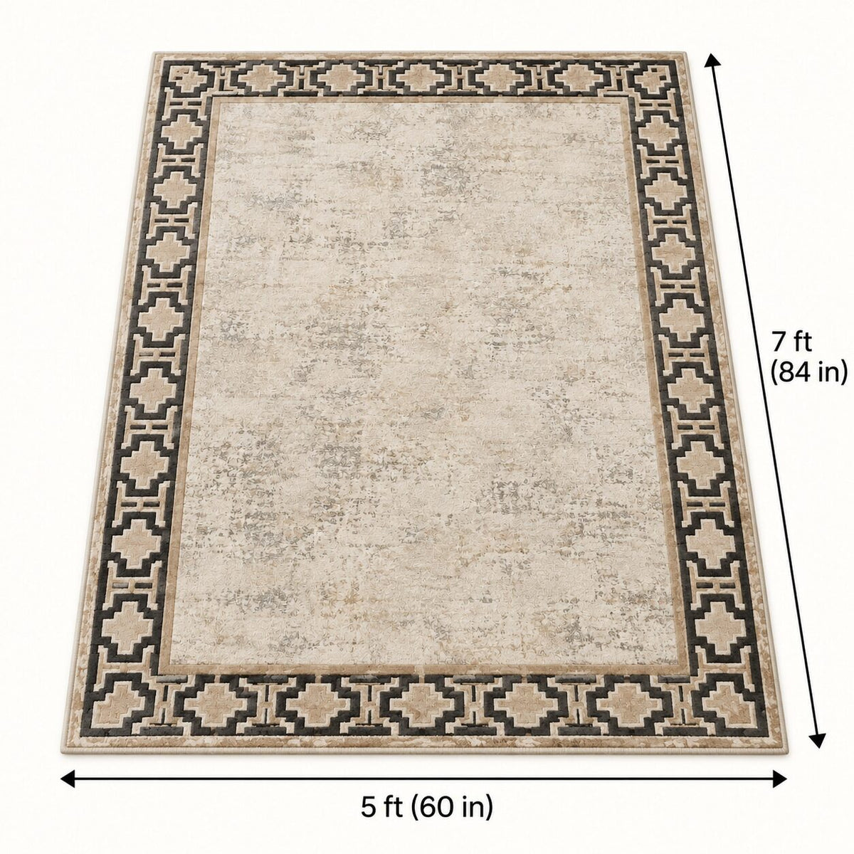 Cloud Key Border Chinese-Inspired Area Rug