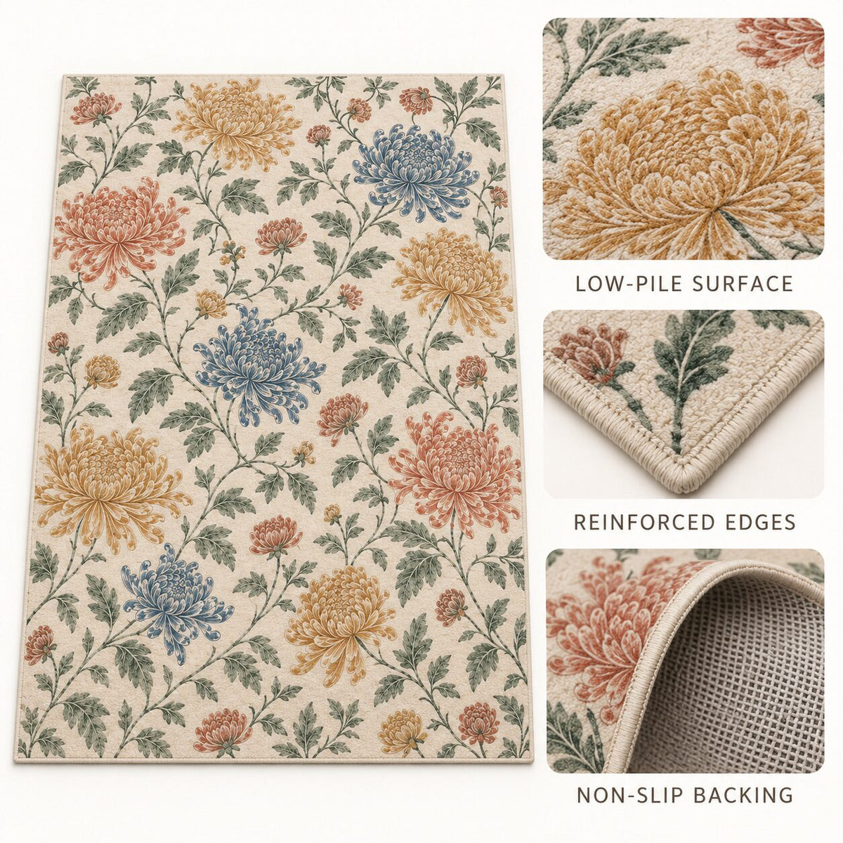 Chrysanthemum Field Chinese-Inspired Area Rug