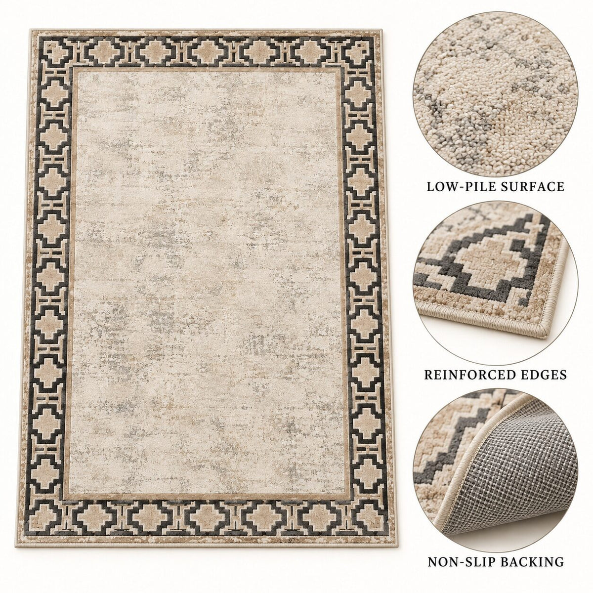 Cloud Key Border Chinese-Inspired Area Rug