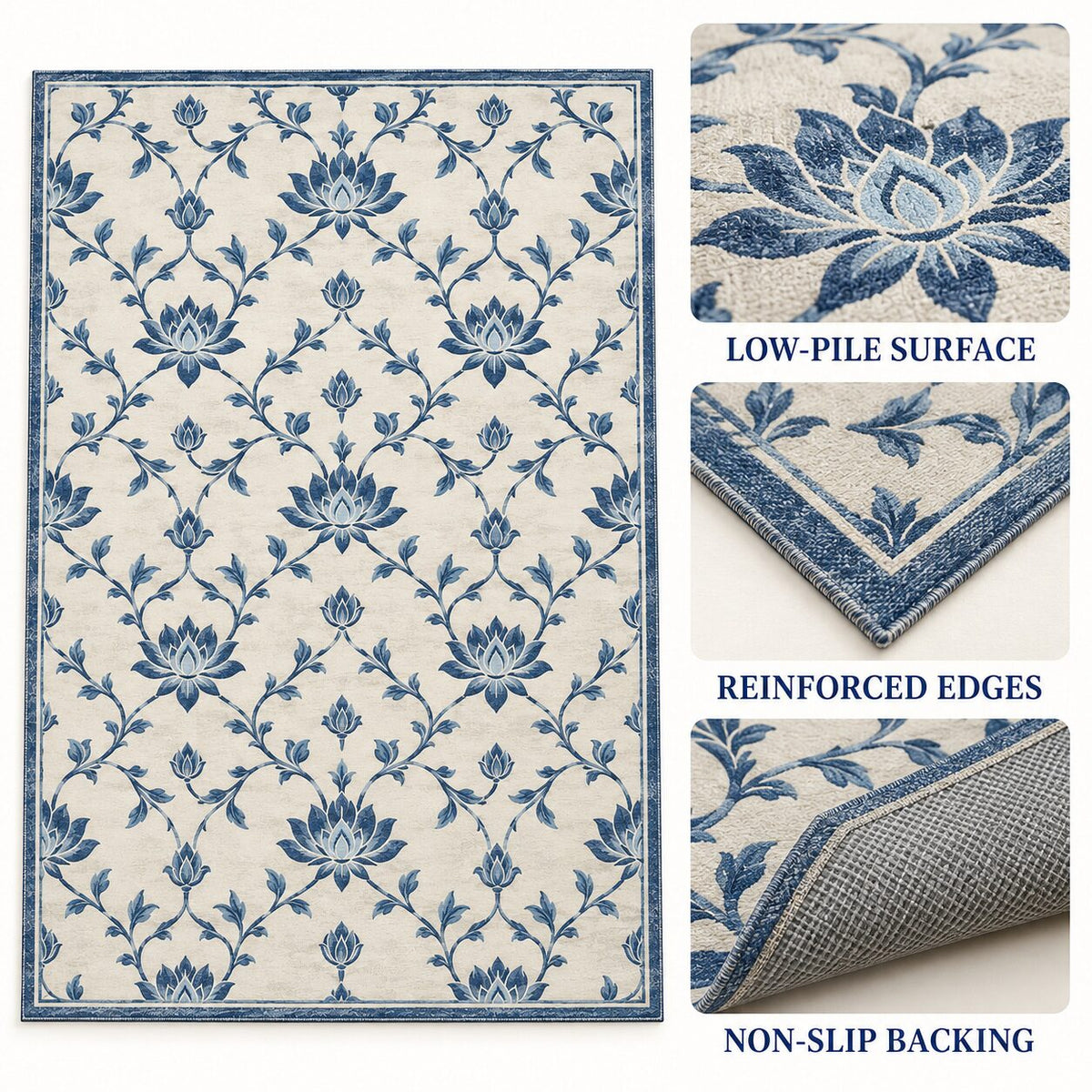 Lotus Vine Trellis Chinese-Inspired Area Rug