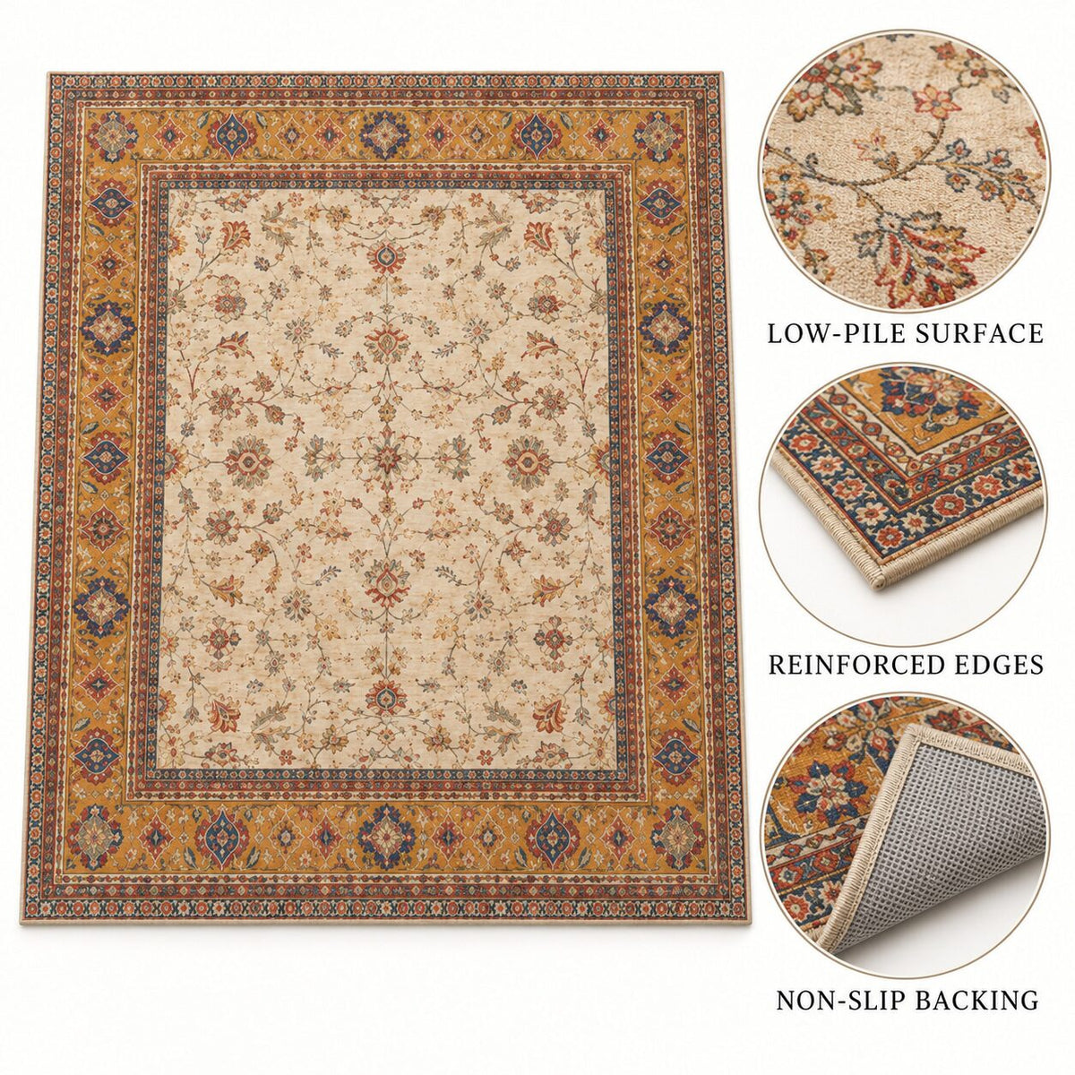 Saffron Border Chinese-Inspired Area Rug