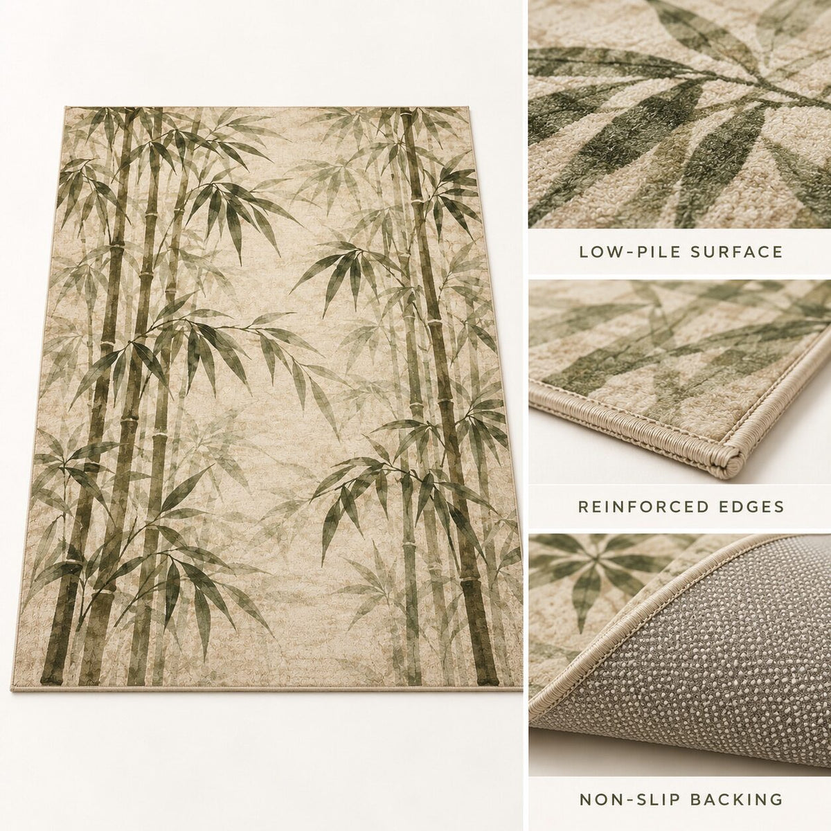 Quiet Bamboo Grove Chinese-Inspired Area Rug
