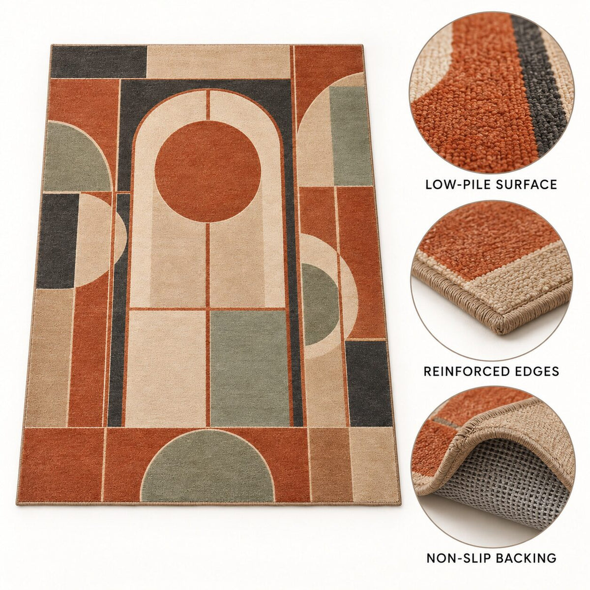 Terracotta Window Chinese-Inspired Area Rug