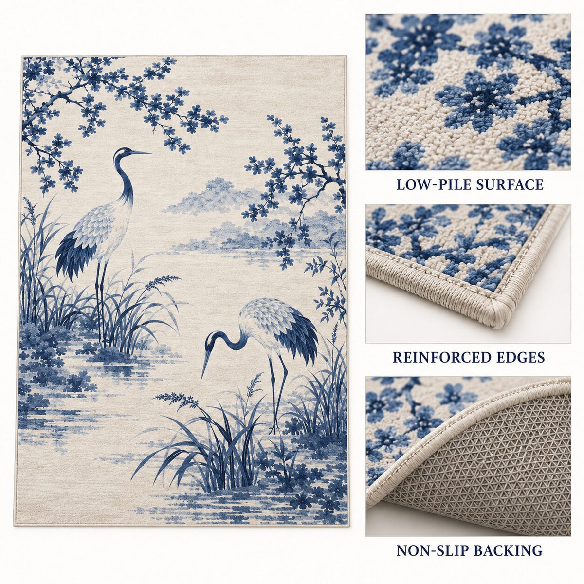 Indigo Crane Grove Chinese-Inspired Area Rug