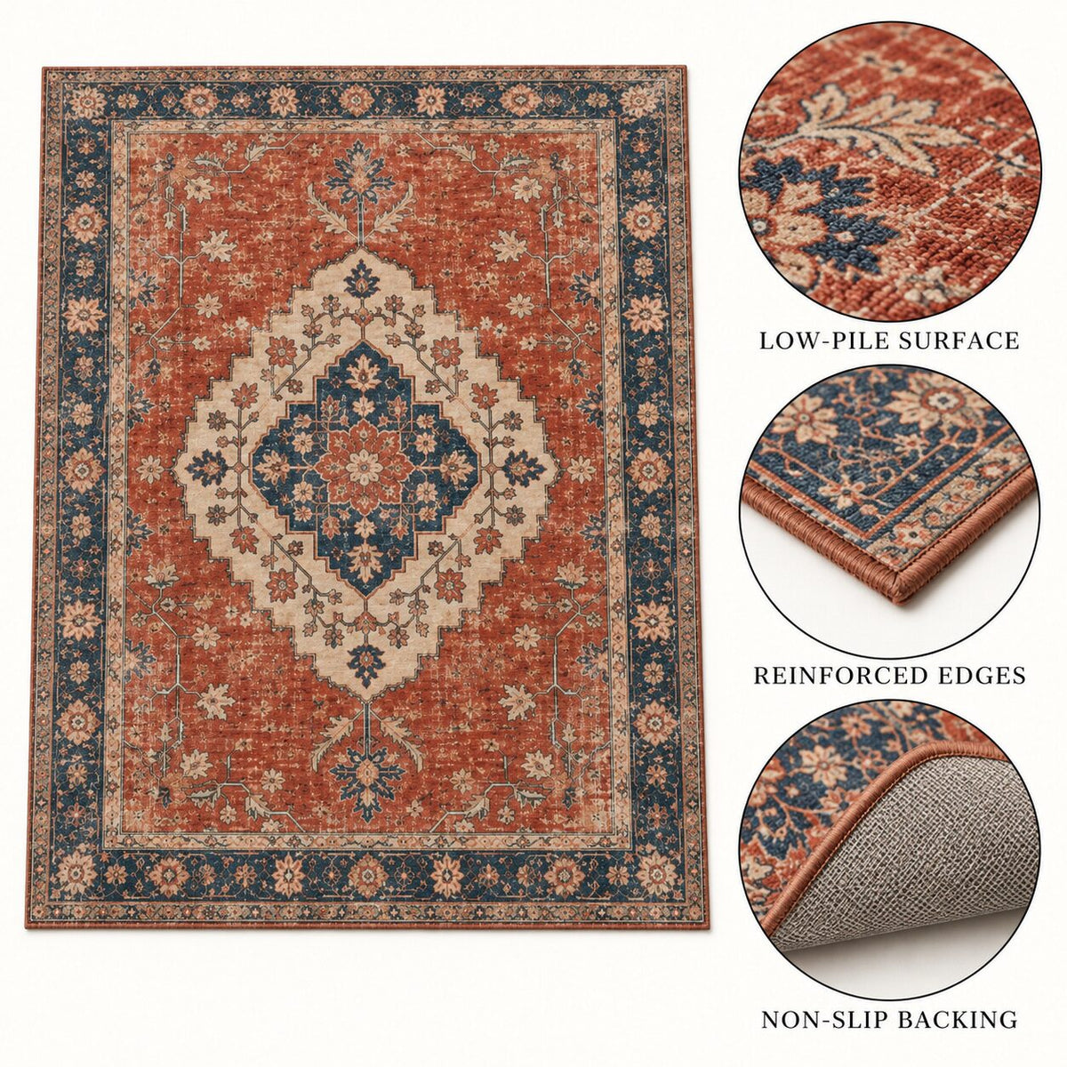 Vermilion Medallion Chinese-Inspired Area Rug