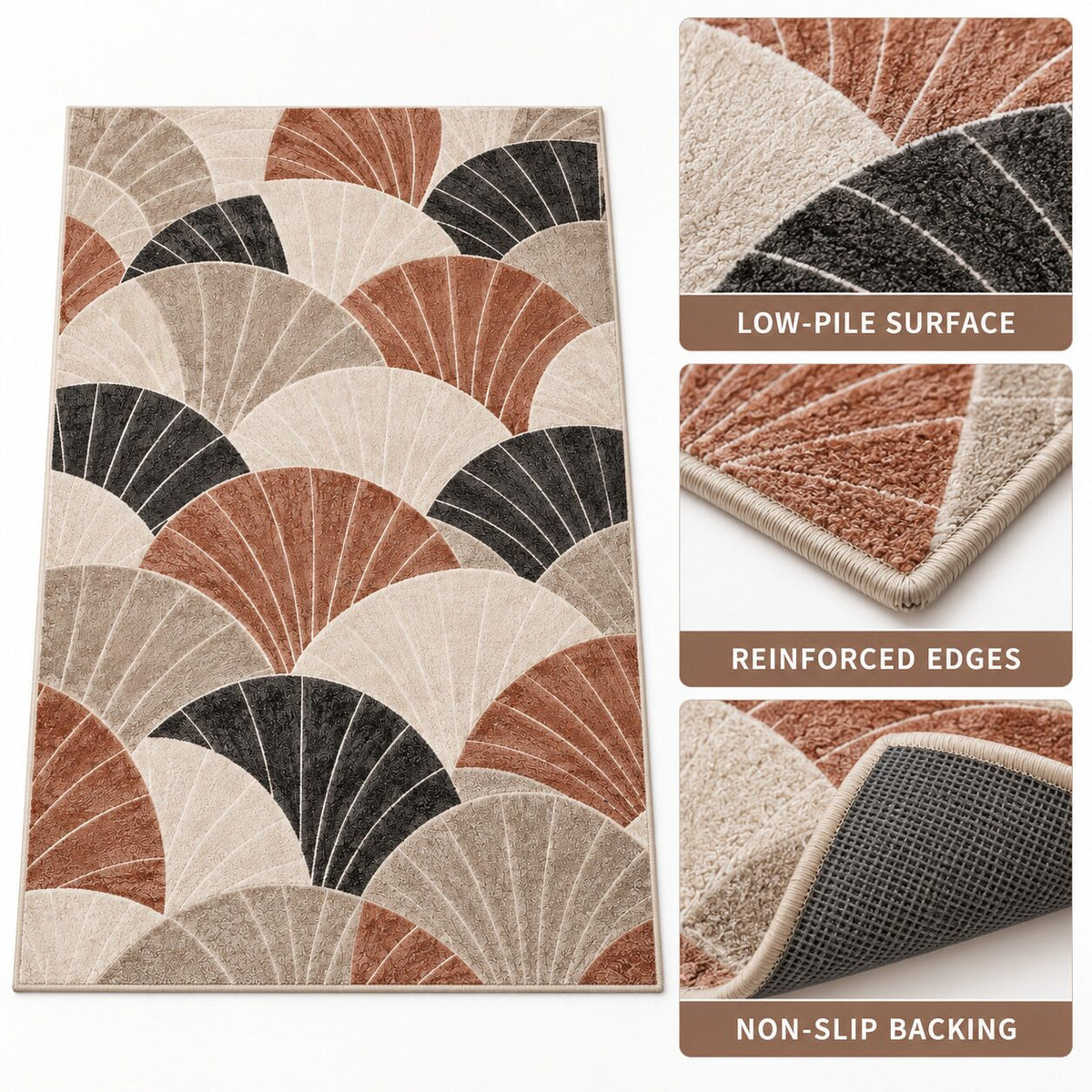 Fan Line Mosaic Chinese-Inspired Area Rug
