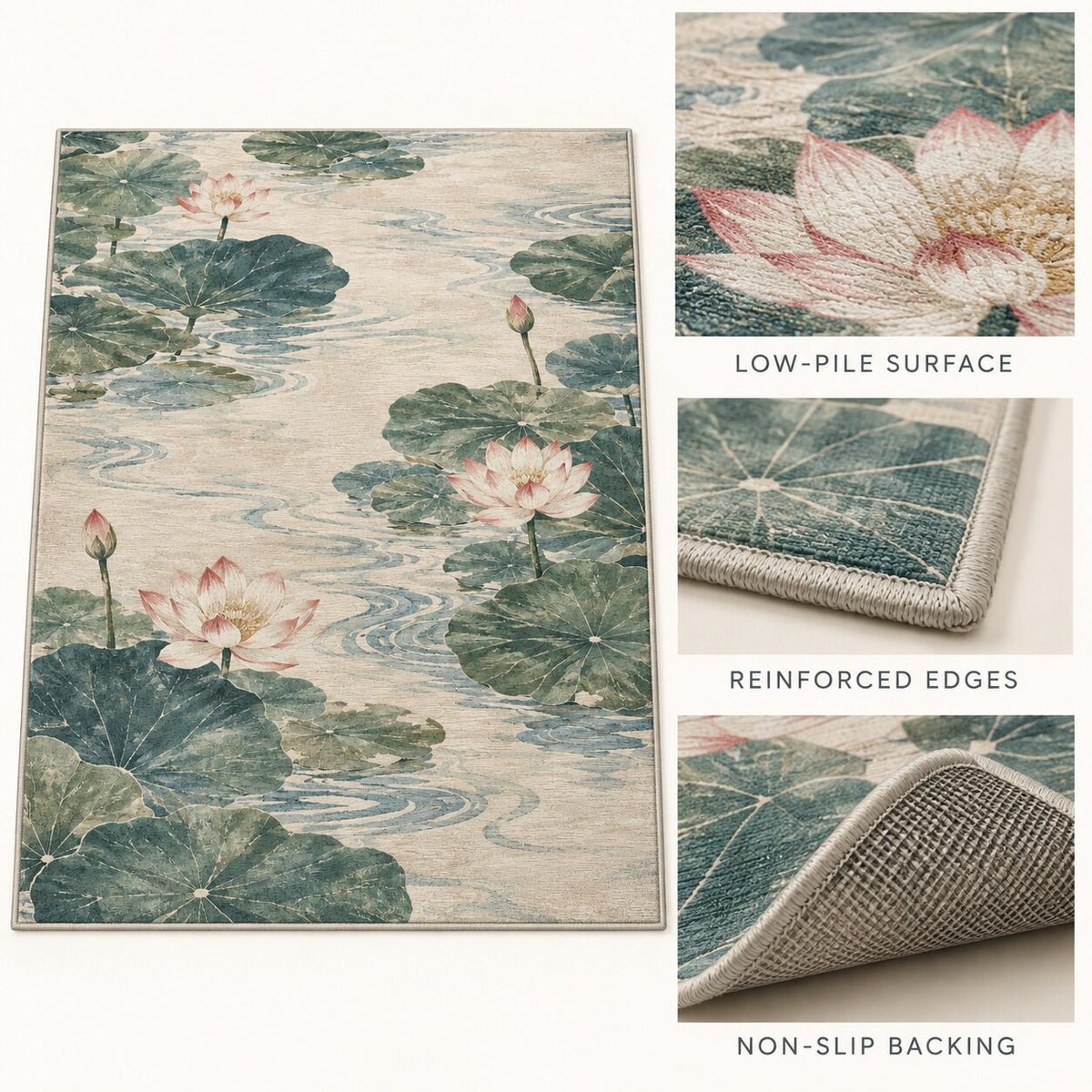 Lotus Pond Chinese-Inspired Area Rug