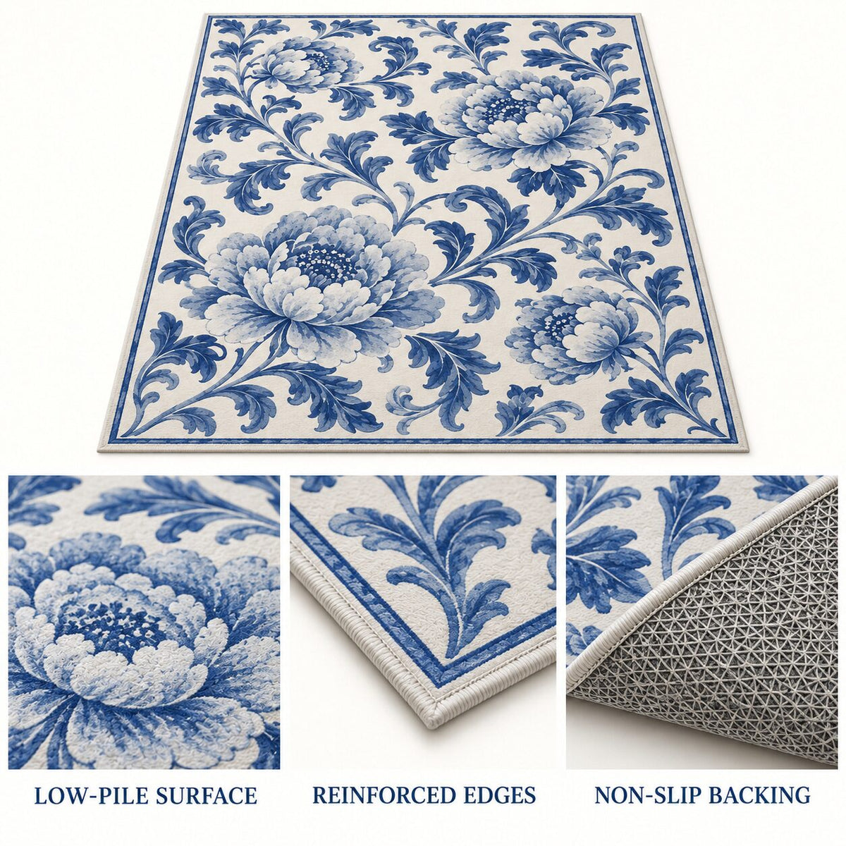 Porcelain Peony Chinese-Inspired Area Rug