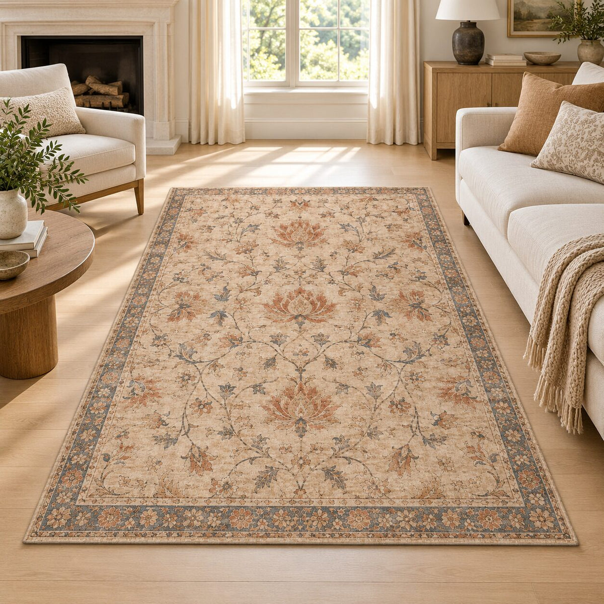 Desert Lotus Chinese-Inspired Area Rug