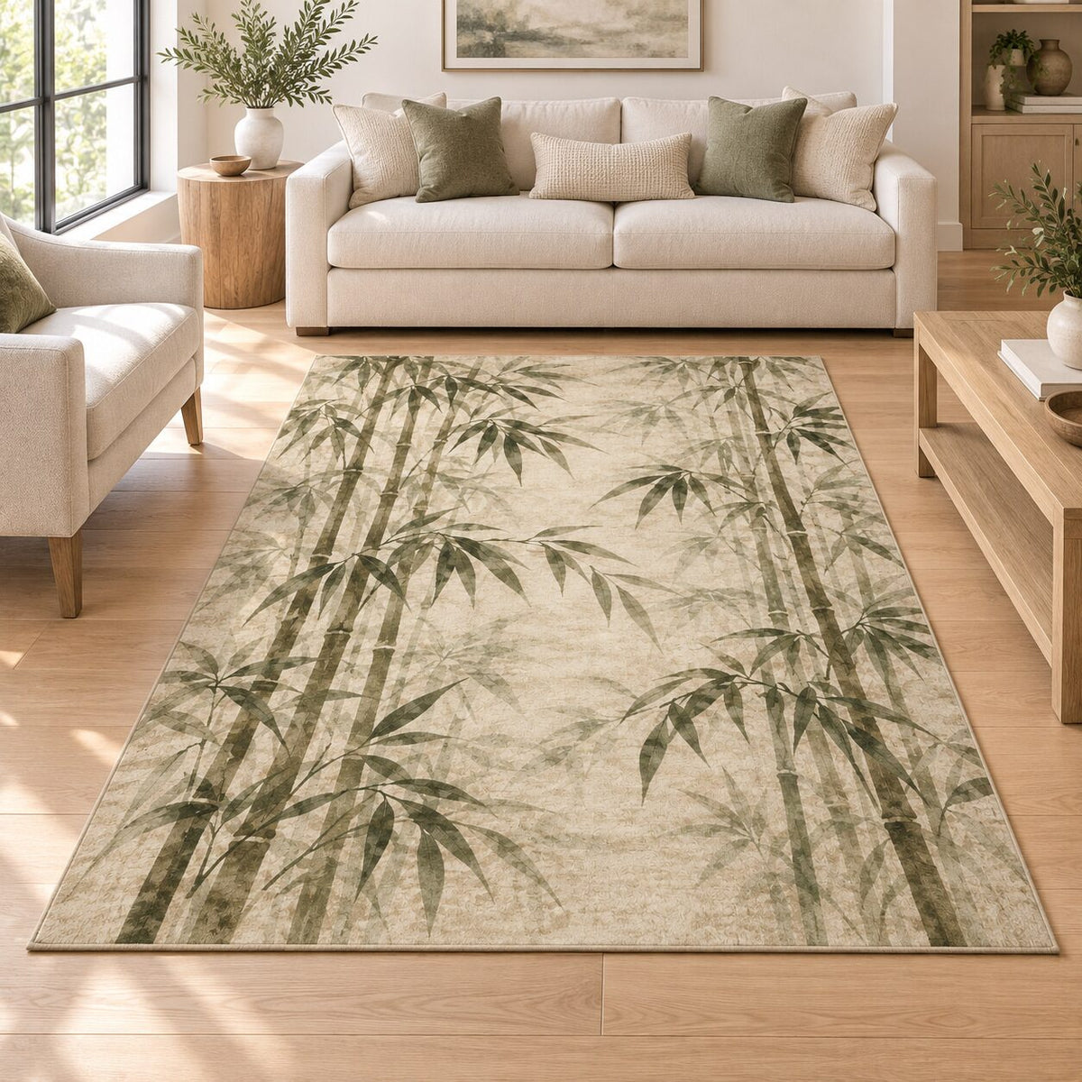 Quiet Bamboo Grove Chinese-Inspired Area Rug