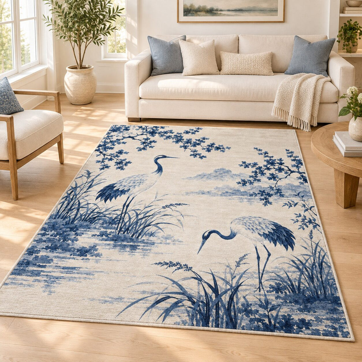 Indigo Crane Grove Chinese-Inspired Area Rug
