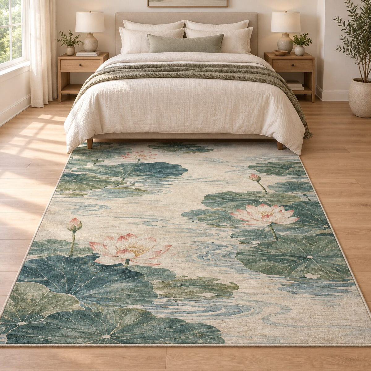 Lotus Pond Chinese-Inspired Area Rug