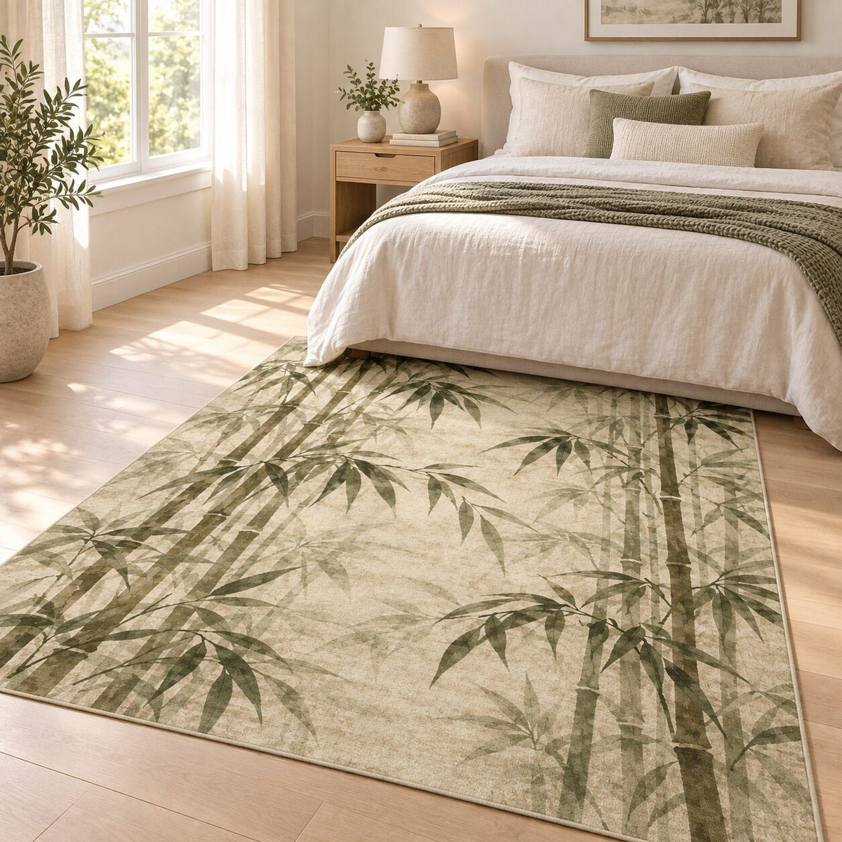 Quiet Bamboo Grove Chinese-Inspired Area Rug