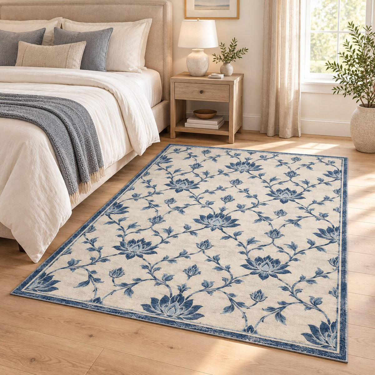 Lotus Vine Trellis Chinese-Inspired Area Rug