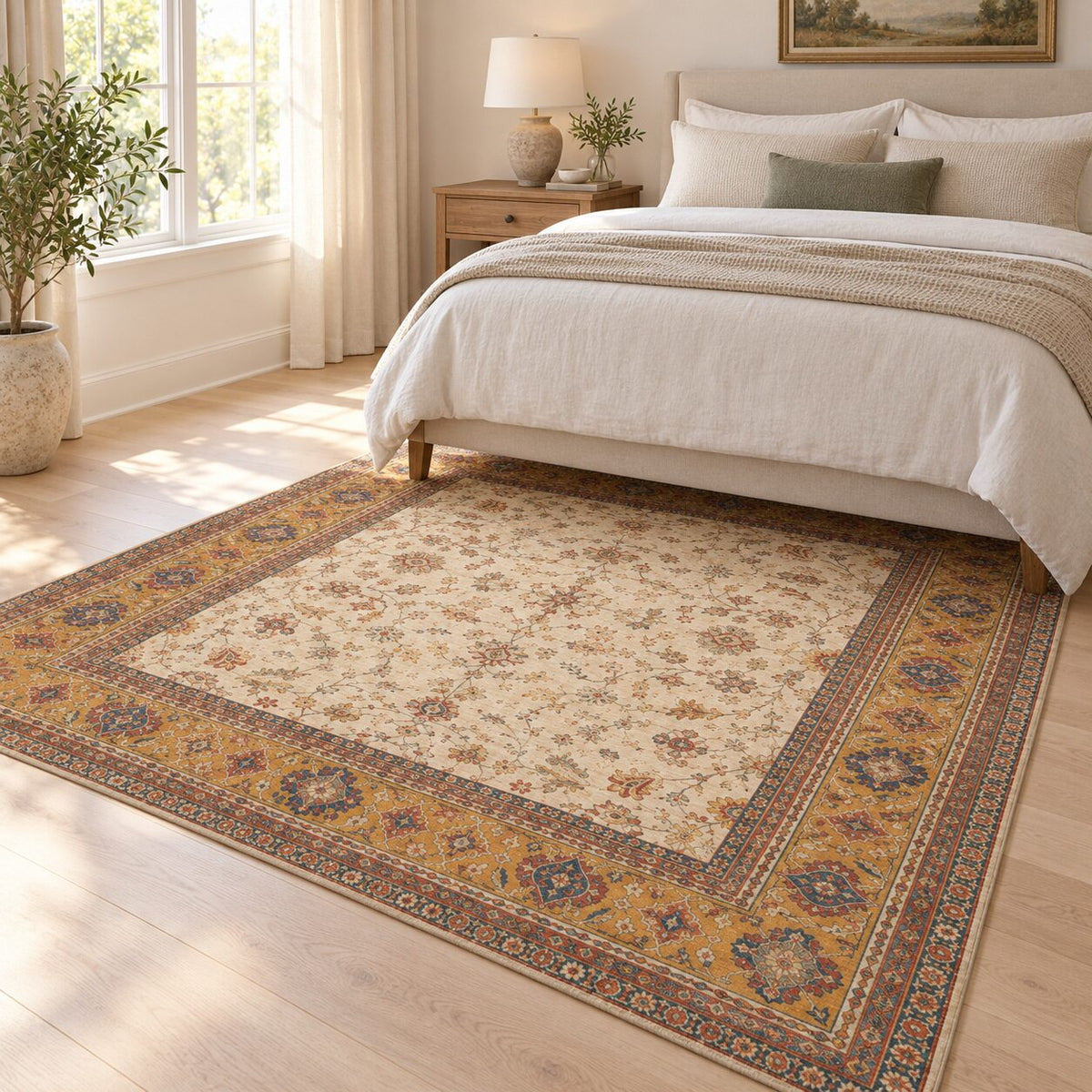 Saffron Border Chinese-Inspired Area Rug