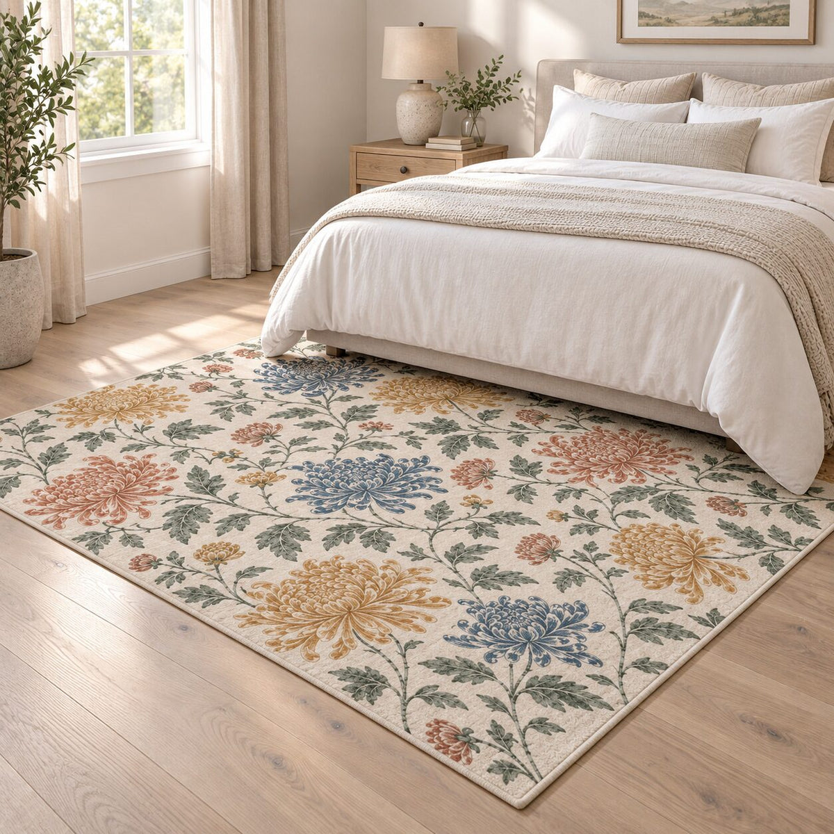 Chrysanthemum Field Chinese-Inspired Area Rug