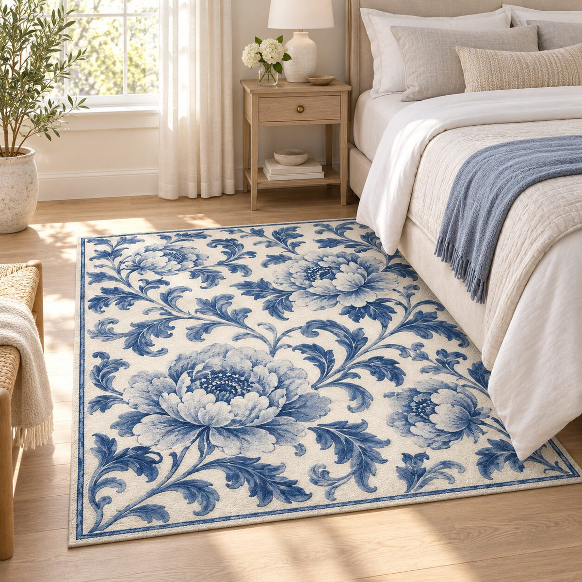 Porcelain Peony Chinese-Inspired Area Rug