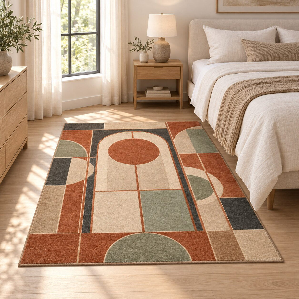 Terracotta Window Chinese-Inspired Area Rug