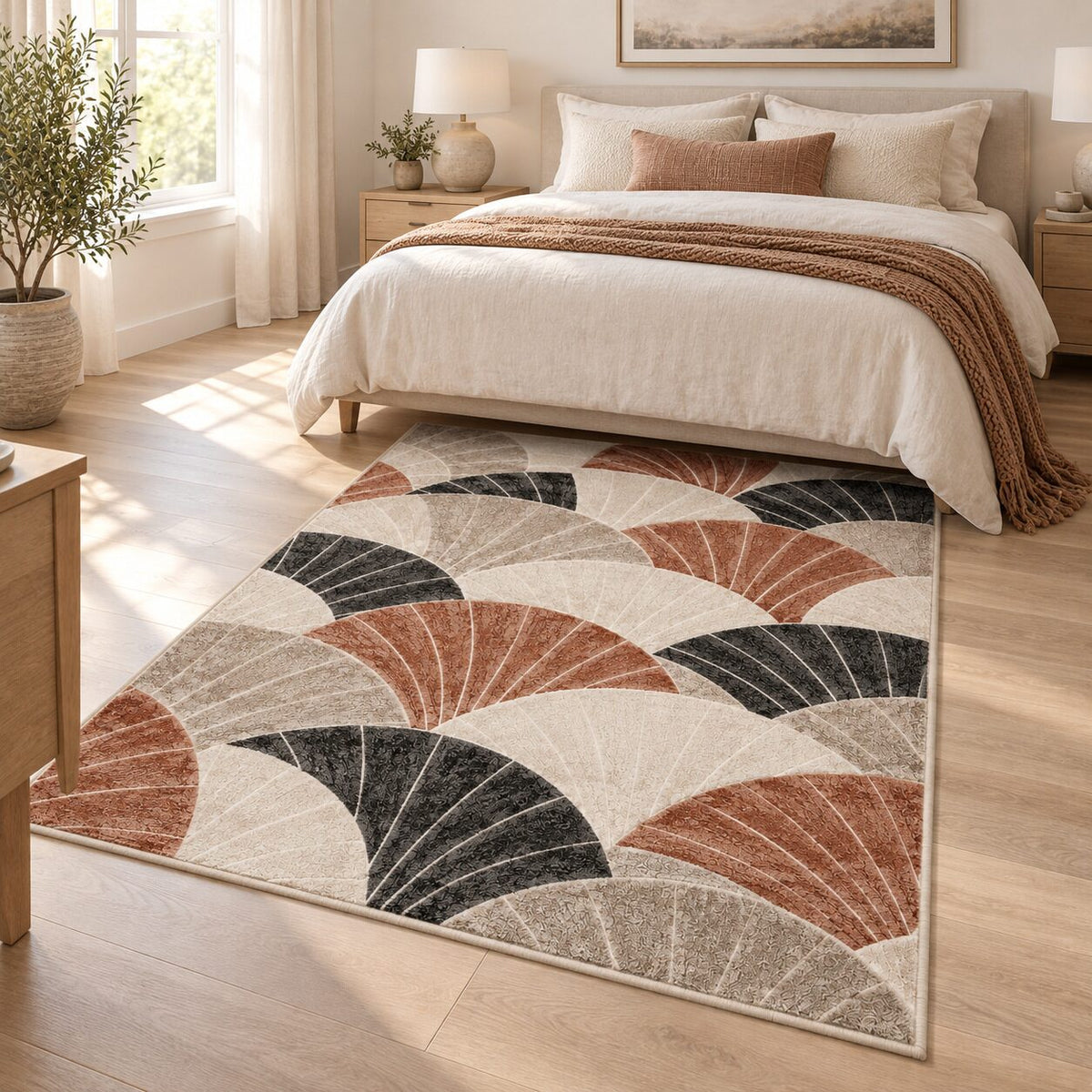 Fan Line Mosaic Chinese-Inspired Area Rug