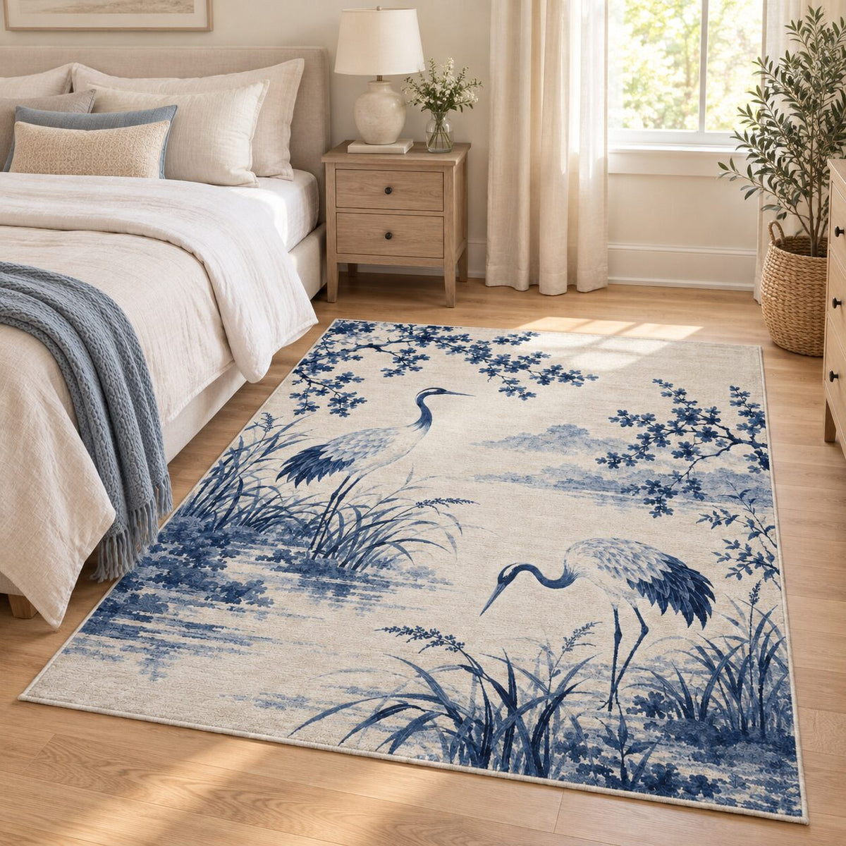 Indigo Crane Grove Chinese-Inspired Area Rug
